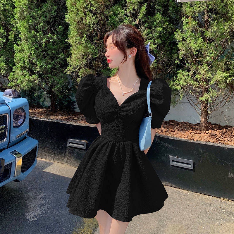 ❤Váy babydoll Đầm Tay Phồng Thời Trang Retro Pháp Thanh Lịch Cho Nữ