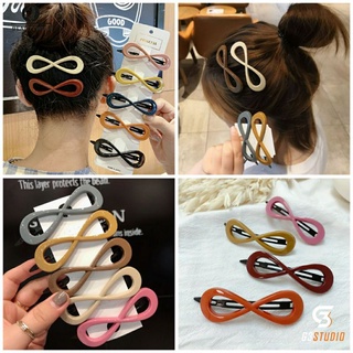 Kẹp tóc hình nơ màu trơn phong cách Hàn Quốc