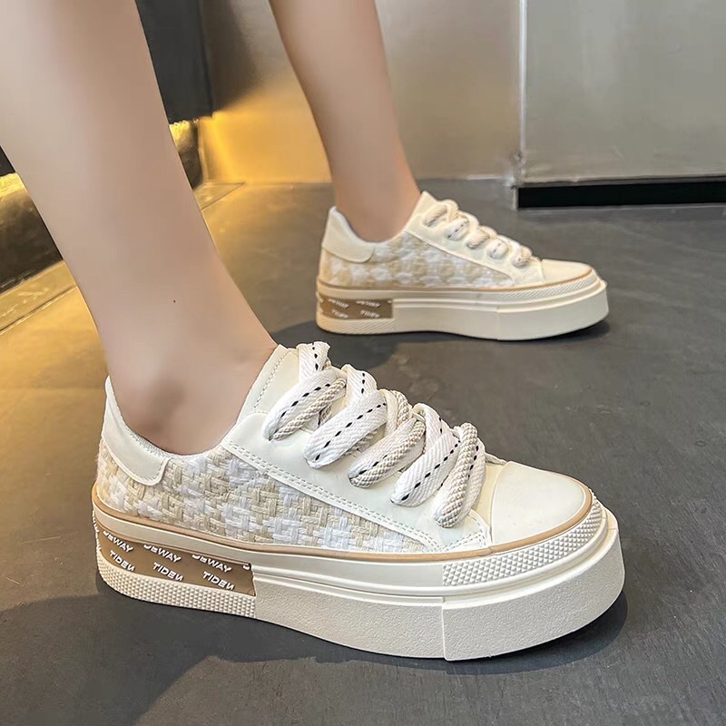 Giày thể thao nữ OOO vải DẠ độn đế 3p Cao Cấp