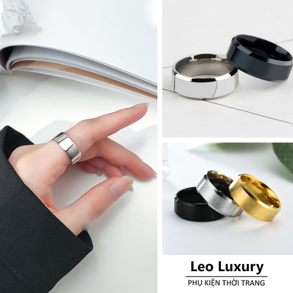 Nhẫn nam nữ, nhẫn trơn thép titan không gỉ, thời trang cá tính cực ngầu
