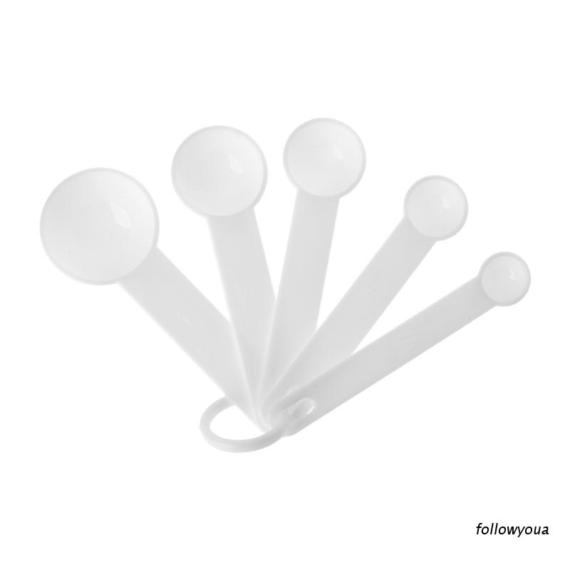 Set 5 Muỗng Đo Lường Bằng Nhựa Màu Trắng Tiện Dụng Cho Nhà Bếp