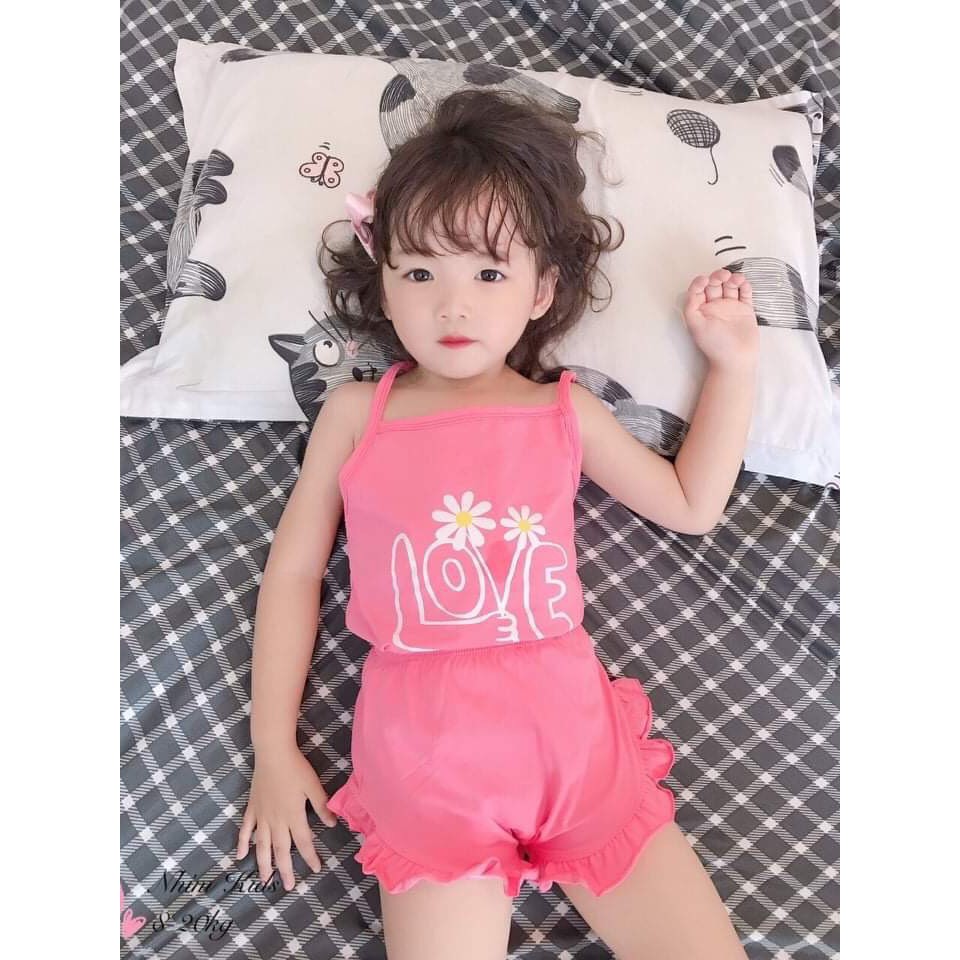 Đồ Bộ Bé Gái 2 Dây Chéo Cotton Hoa Quả 6-17kg