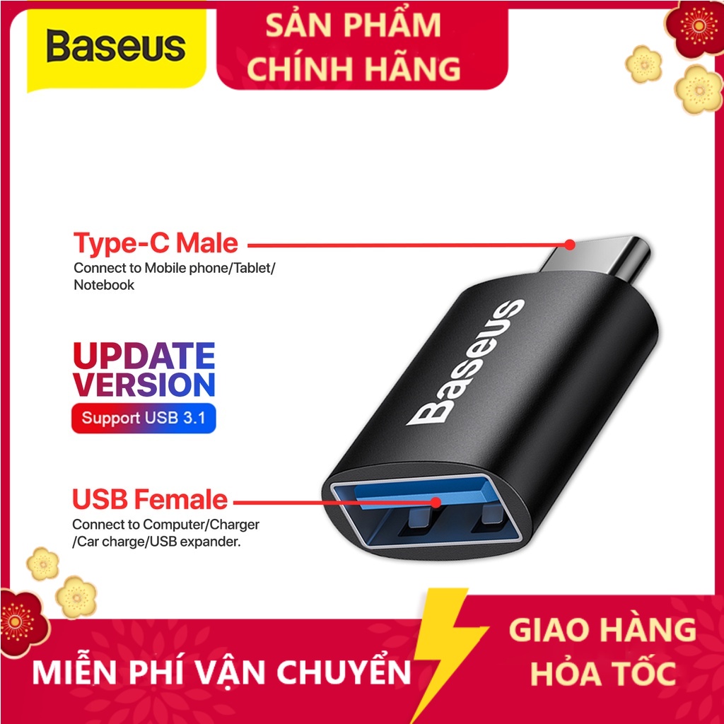 Baseus Mini Adapter OTG Loại C Đầu nối USB 3.1 -Hshop365