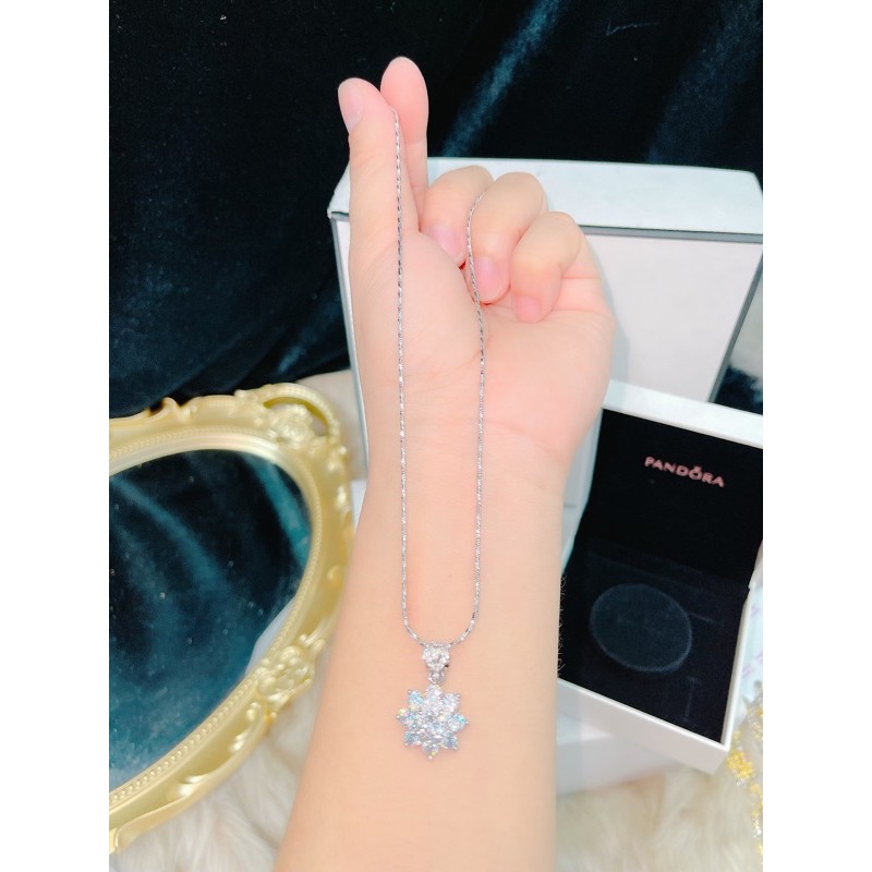 Dây chuyền mì mặt hoa Đính đá mạ bạch kim