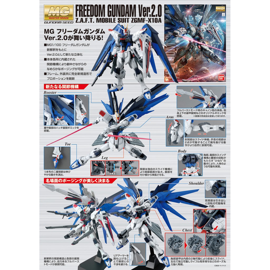 Mô Hình Gundam MG Freedom Bandai ZGMF-X10A 1/100 Seed Đồ Chơi Lắp Ráp Anime Nhật