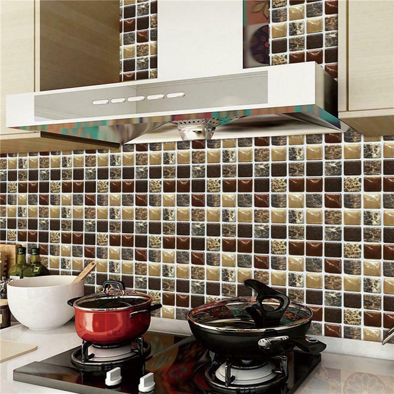 Miếng Dán Tường 3D Bằng PVC Tự Dính Chống Nước Chống Bẩn Trang Trí Nhà Bếp Nhà Tắm