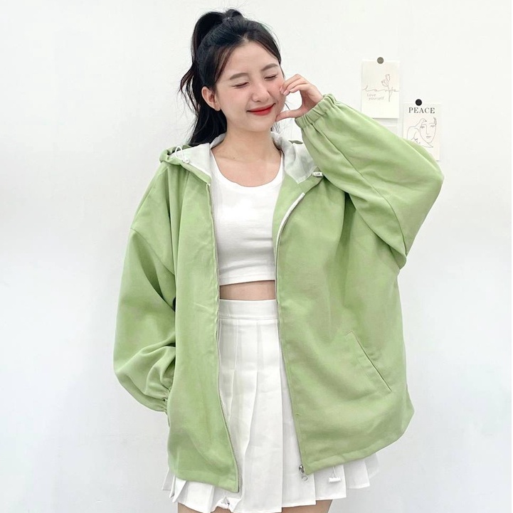 Áo khoác nữ form rộng chống nắng 2 lớp có mũ chất nhung kaki phong cách ulzzang thời trang Hàn Quốc FM Style 206240053