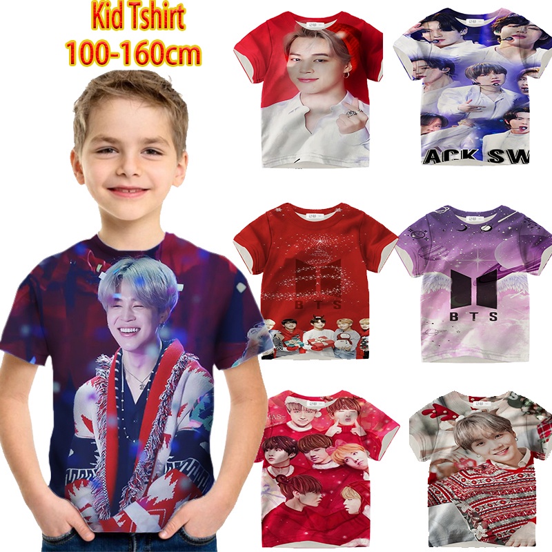 Áo Thun T-Shirt Cổ Tròn In Hình Bts 3D Thời Trang Mùa Hè Dành Cho Trẻ