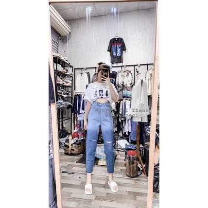 Quần Jeans Baggy rách gối🌎 Quần loang xanh