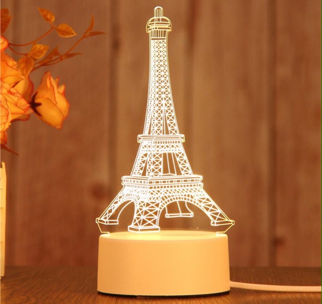 Quà tặng bạn đẹp - tháp eiffel kèm hộp quà sang trọng - Đèn ngủ 3D ánh sáng tốt cho mắt - Đèn trang trí để bàn