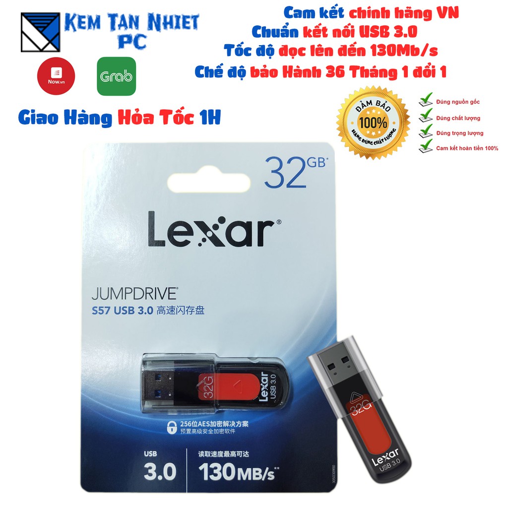 USB Lexar Jumdrive S57 V100 USB 3.0 RED - Chính Hãng BH 36T
