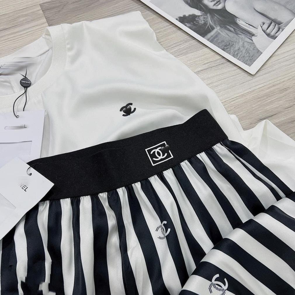 SET ÁO TAY DƠI QUẦN KẺ ỐNG RỘNG
