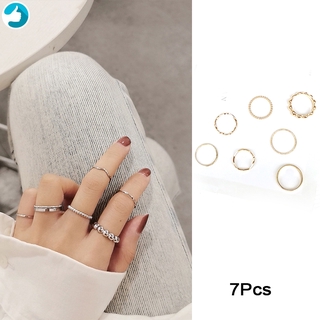 Set 7 nhẫn đồng thời trang xu hướng cho nữ