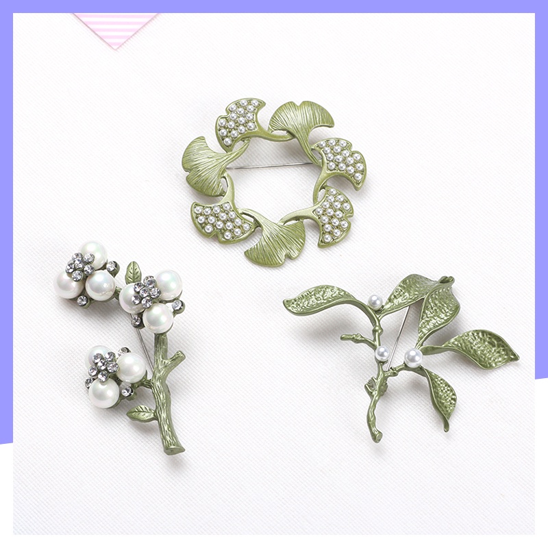 Ghim Cài Áo Hình Hoa Lá Đính Ngọc Trai Nhân Tạo Thời Trang