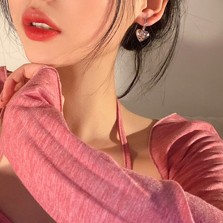 Siêu đẹp! Khuyên Tai Hình Trái Tim Đính Đá Zircon Hồng Cao Cấp Phong Cách Ngọt Ngào Thời Trang Mới Cho Nữ 2022