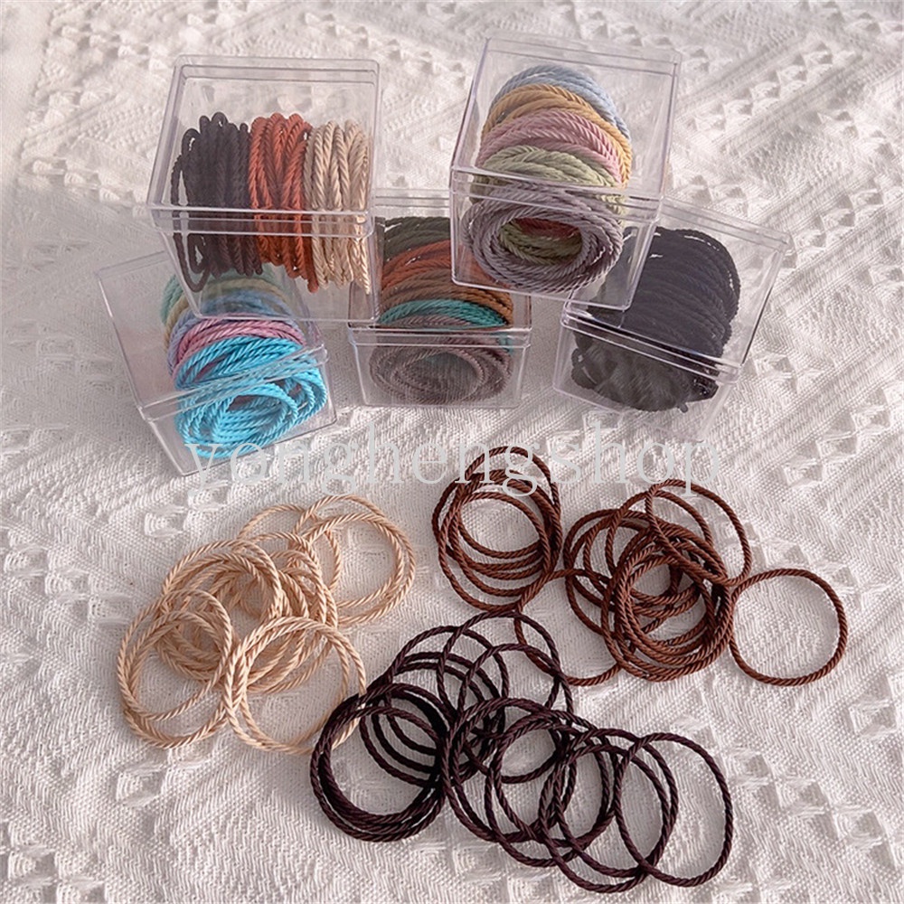 Set 50 Dây Thun Cột Tóc Co Giãn Nhiều Màu Sắc