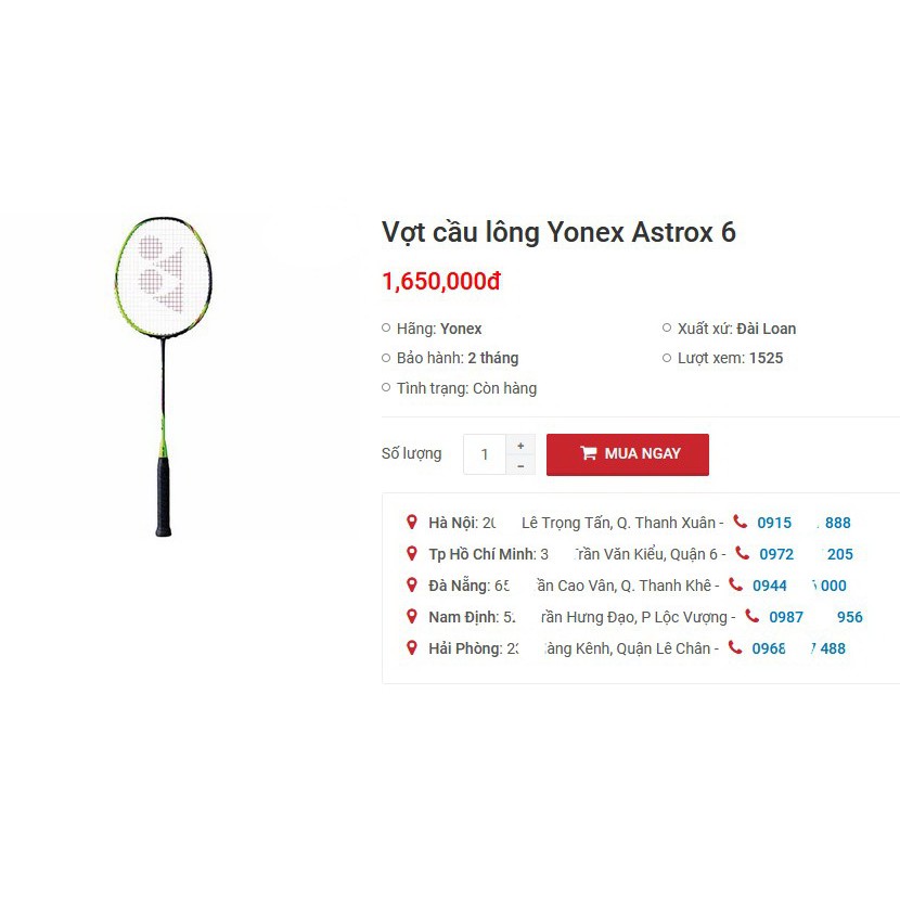 [1650k còn 550k] Vợt cầu lông Yonex Astrox 6 đã qua hàn cacbon