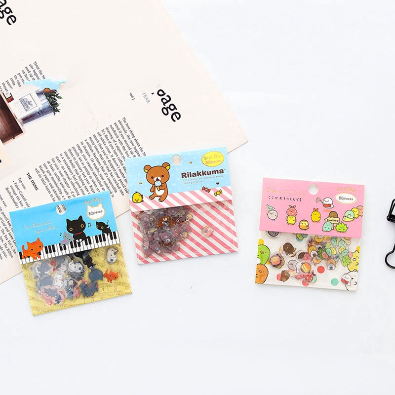 Set 80 miếng sticker hình gấu dễ thương dán trang trí sổ tay