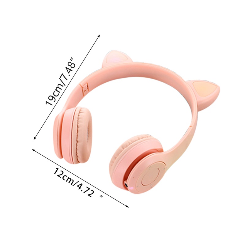 Tai Nghe Chụp Tai Bluetooth P47M Có Đèn LED Hình Tai Mèo Dễ Thương