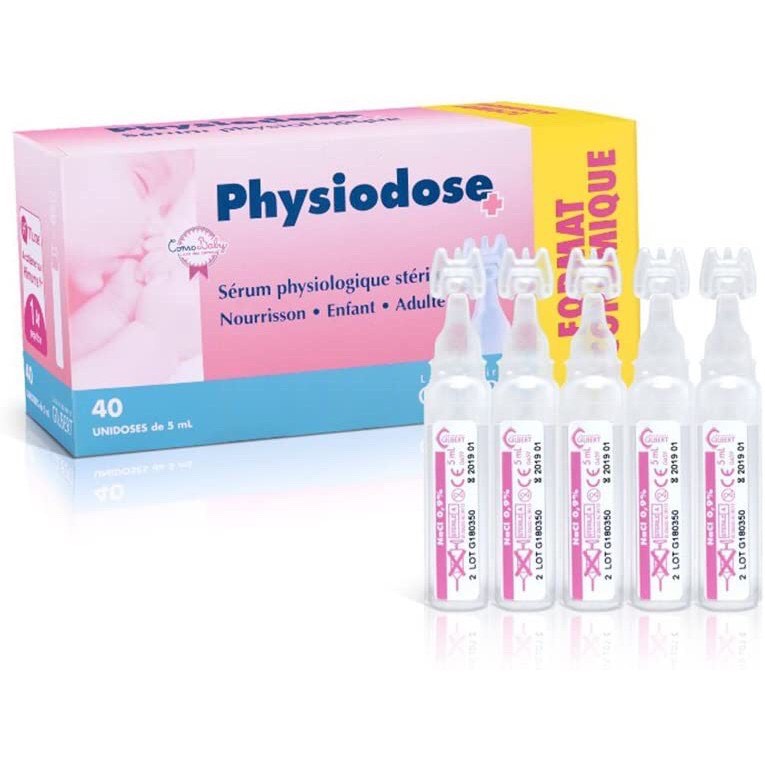 Nước muối sinh lý Physiodose Hộp 40 ống của Pháp