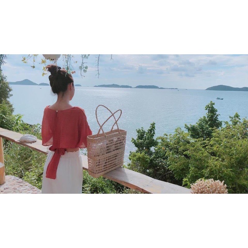 (Đẹp Xuất Sắc) Túi cói đi biển, Làn cói vintage thời trang du lịch xinh xắn | BigBuy360 - bigbuy360.vn