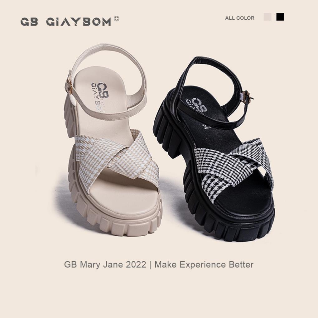 Giày Sandal Nữ Đế Cao, Xăng Đan Cao Gót Quai Ngang Khóa Cài Thích Hợp Đi Học 2 Màu Đen Trắng Thời Trang giayBOM B1308 🌺