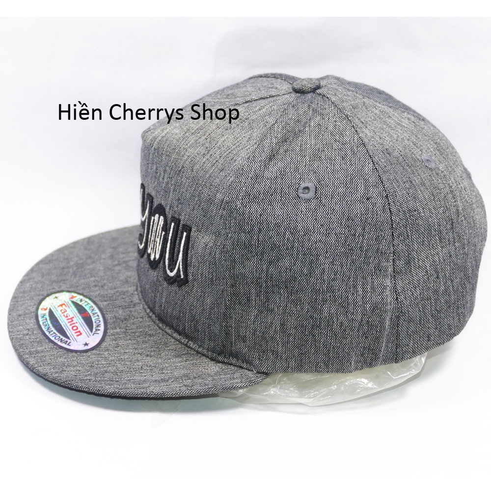 Nón Hiphop Snapback đẹp thêu chữ For You thời trang - Xám