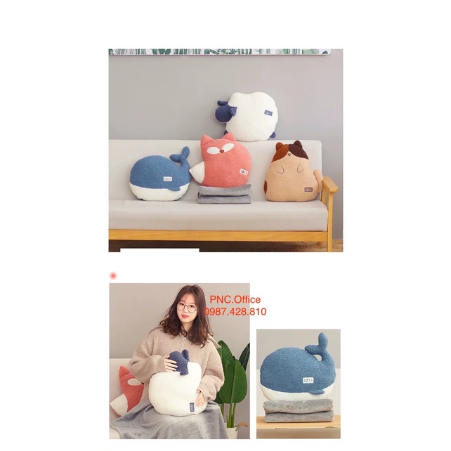 Gối Mền 2in1 Chăn Gối Văn Phòng, Gối Ôm xuất Nhật Cao Cấp Lông Mịn Mẫu Mới PNC