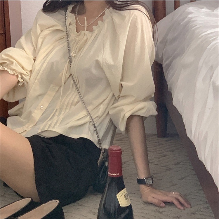 SUXI Áo Sơ Mi Nữ Dáng Rộng Màu Sắc Ngọt Ngào Phong Cách Hàn Quốc