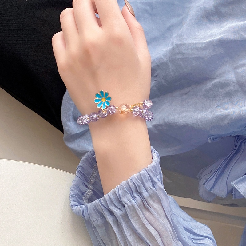 Vòng Tay Pha Lê Họa Tiết Hoa Cúc Thời Trang Hàn Quốc Tinh Tế