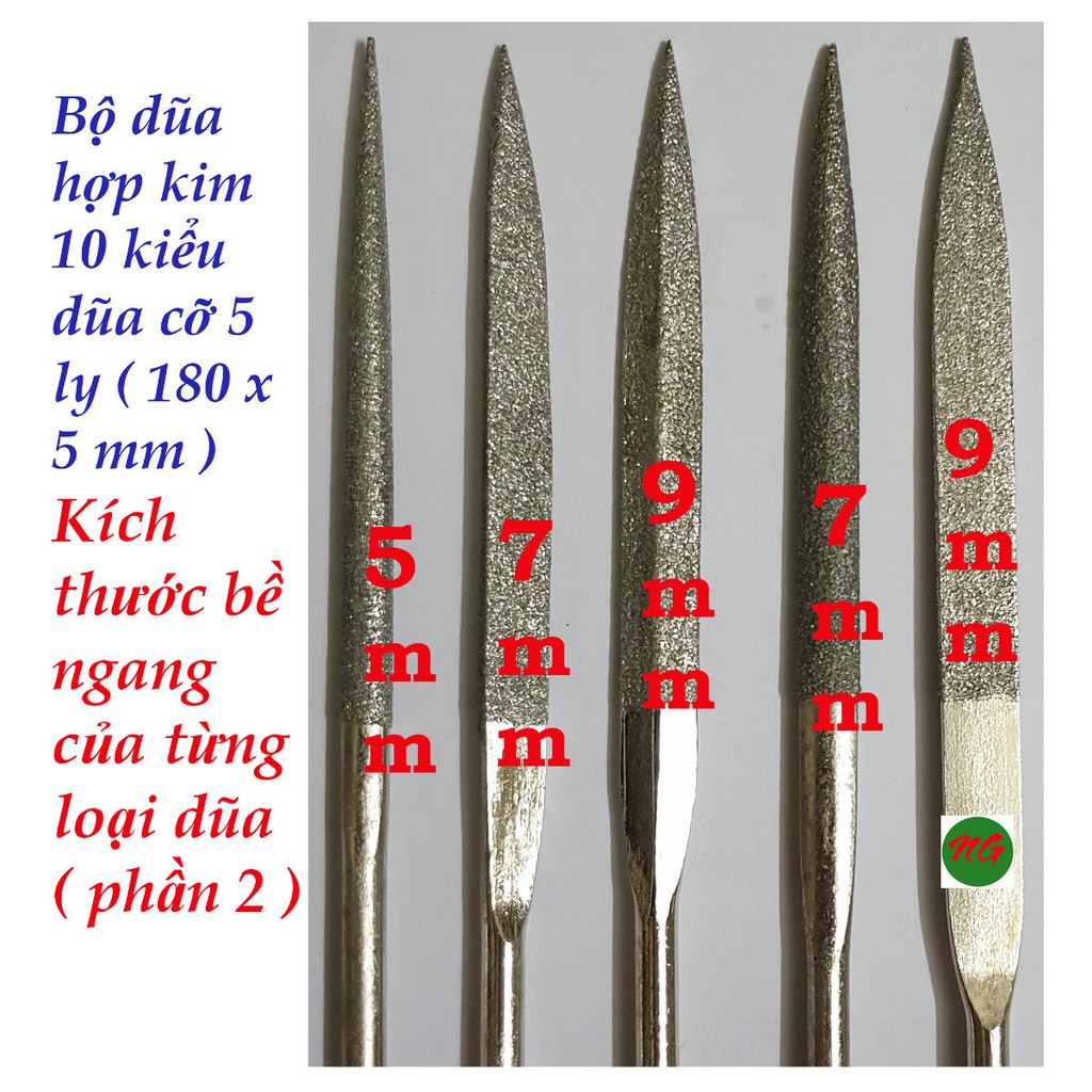 Bộ dũa hợp kim 10 kiểu dũa cỡ 5x180