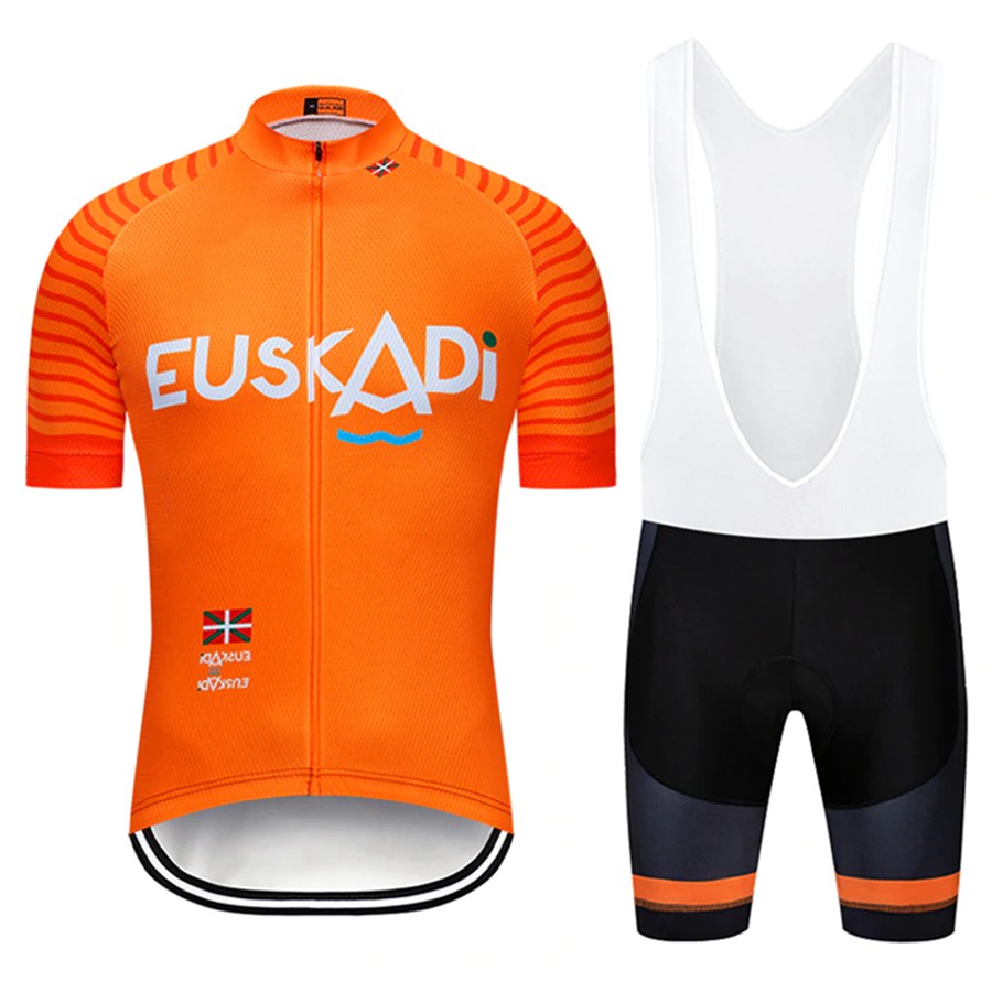 Set quần áo chạy bộ/đi xe đạp màu cam nhanh khô Euskadi thời trang 2020 cho nam