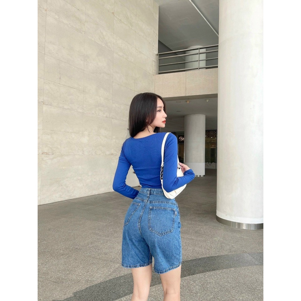 Quần jean ngố nữ ống rộng lưng cao sành điệu, chất vải jean denim mềm mịn AnNgo- AT193