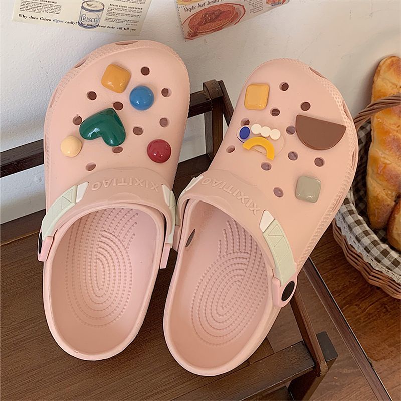 Sticker crocs Shoe Decoration for crocs đế caoDép crocs Quai Chéo Chống Trượt Thời Trang Đi Biển Cho Nữ