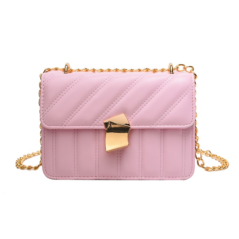 Túi Đeo Chéo Vai Có Khóa Thêu Hình Thoi Nhỏ Thời Trang Dành Cho Nữ