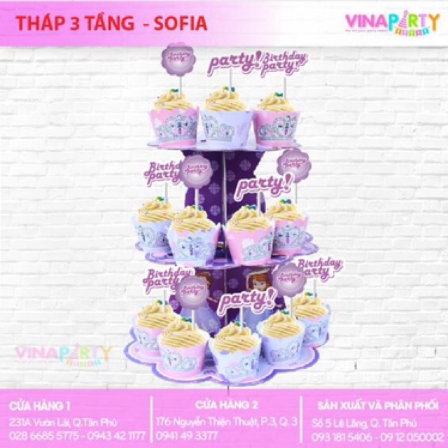 xả kho Kệ Bánh Tháp Cupcake 3 Tầng Trang Trí Sinh Nhật Thôi Nôi