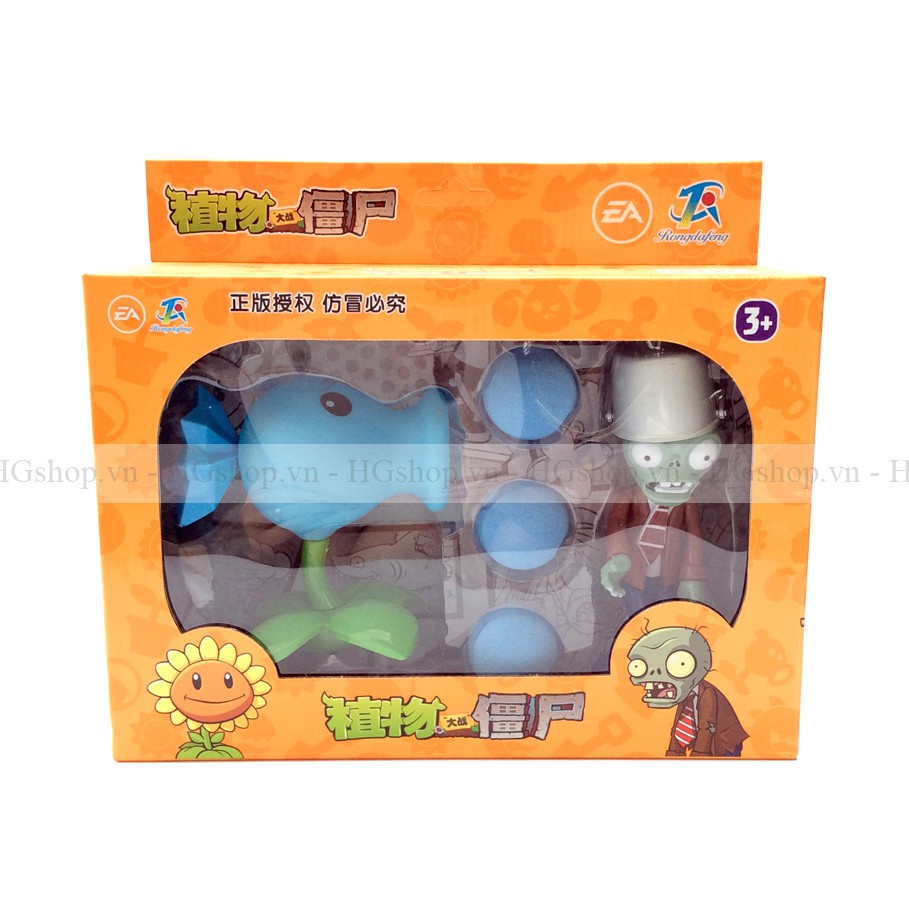 Đồ chơi trẻ em mô hình zombie & hồ lô xanh da trời bắn bóng  - Hshop 686 - 1E - Hàng cao cấp - Plant VS Zombie