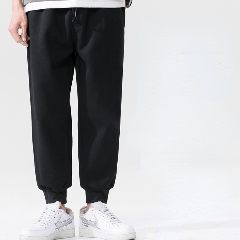 Quần ống rộng lót nhung dày màu sắc đơn giản thoải mái thời trang mùa đông size M-5XL cho nam