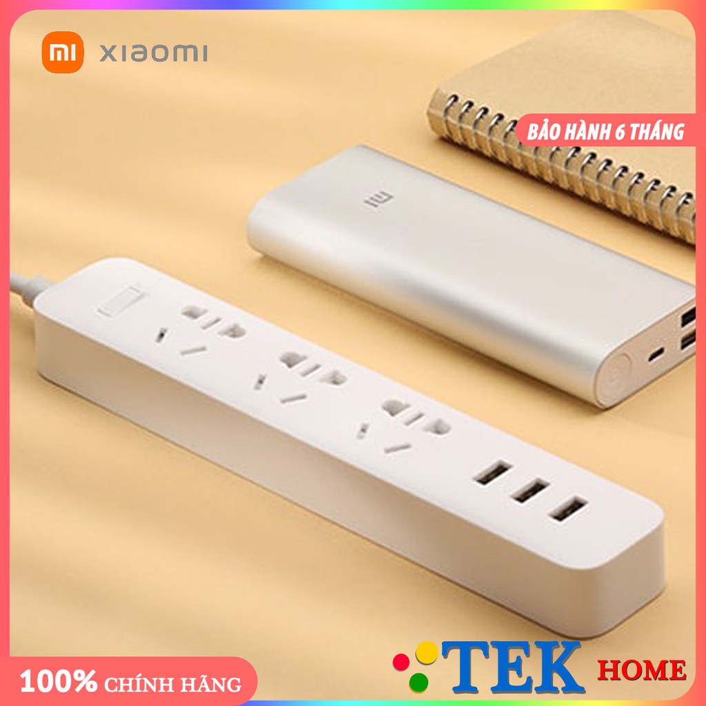 Ổ điện Xiaomi Mi Power Strip+Giắc cắm điện chuyển đổi ổ 3 chấu thành 3 chấu BH 6 tháng [CHÍNH HÃNG] - TekHome