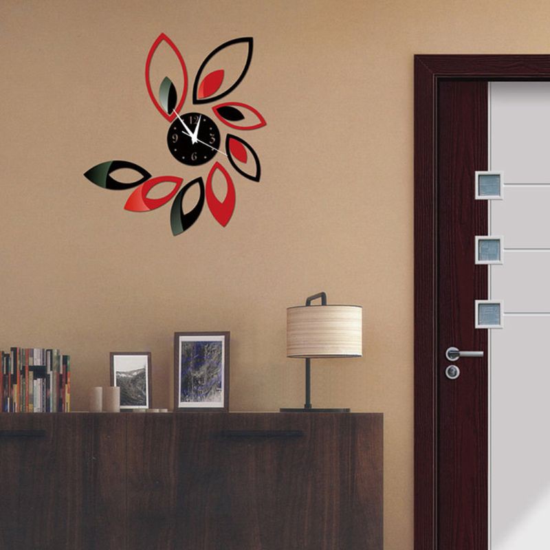 Miếng Dán Tường Trang Trí Hình Đồng Hồ Hoa Sen 3d Diy