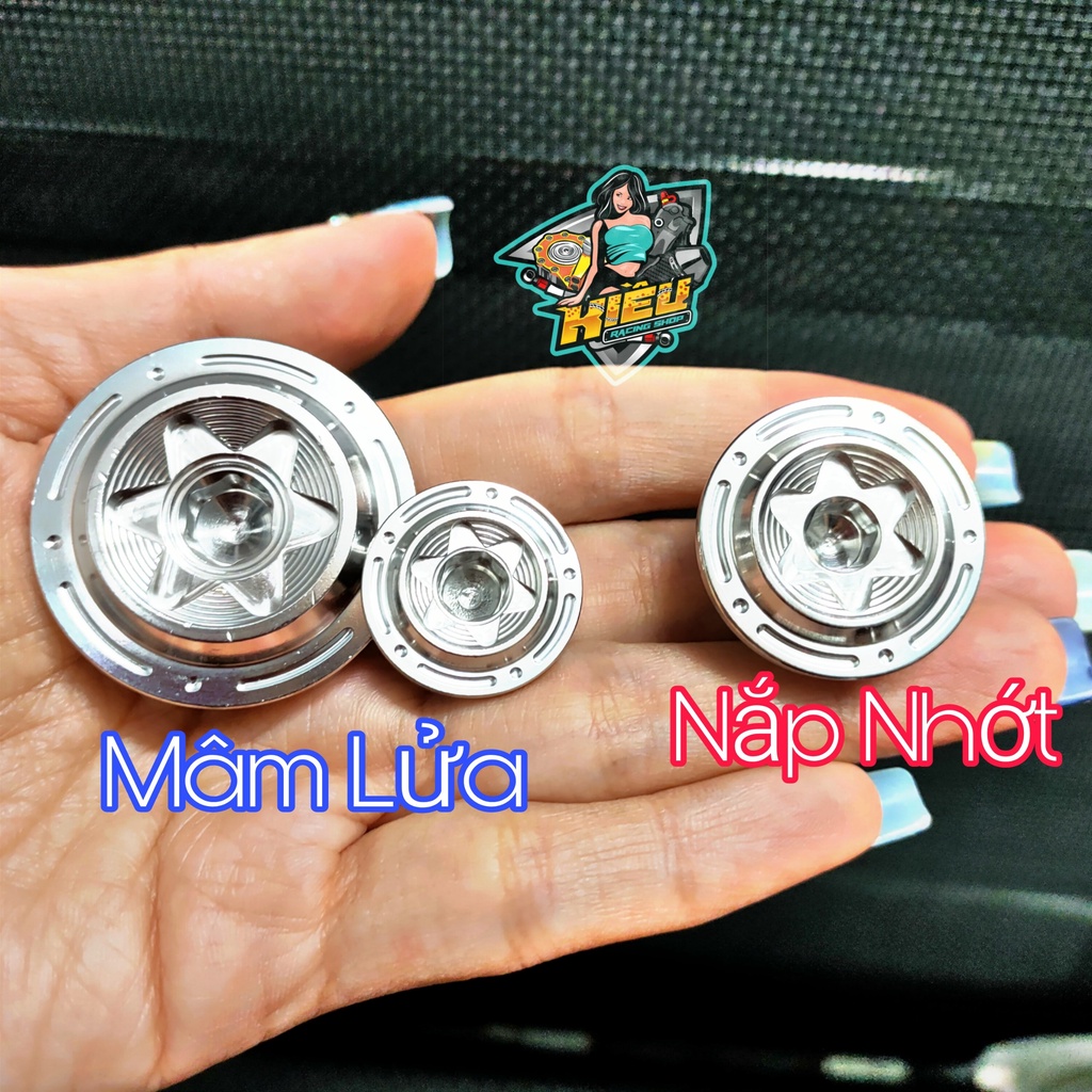 Mâm Lửa, Nắp Nhớt, Gù Mẫu Bông Salaya Inox304 Mẫu Mới 2021 Gắn Cho Honda, Yamaha