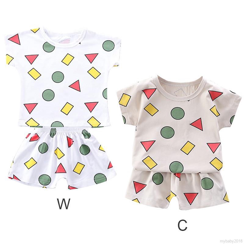 MYBABY Baby Boys Short Sleeve Cotton Cartoon O-neck T-shirt + Short Pant Casual Clothing Set