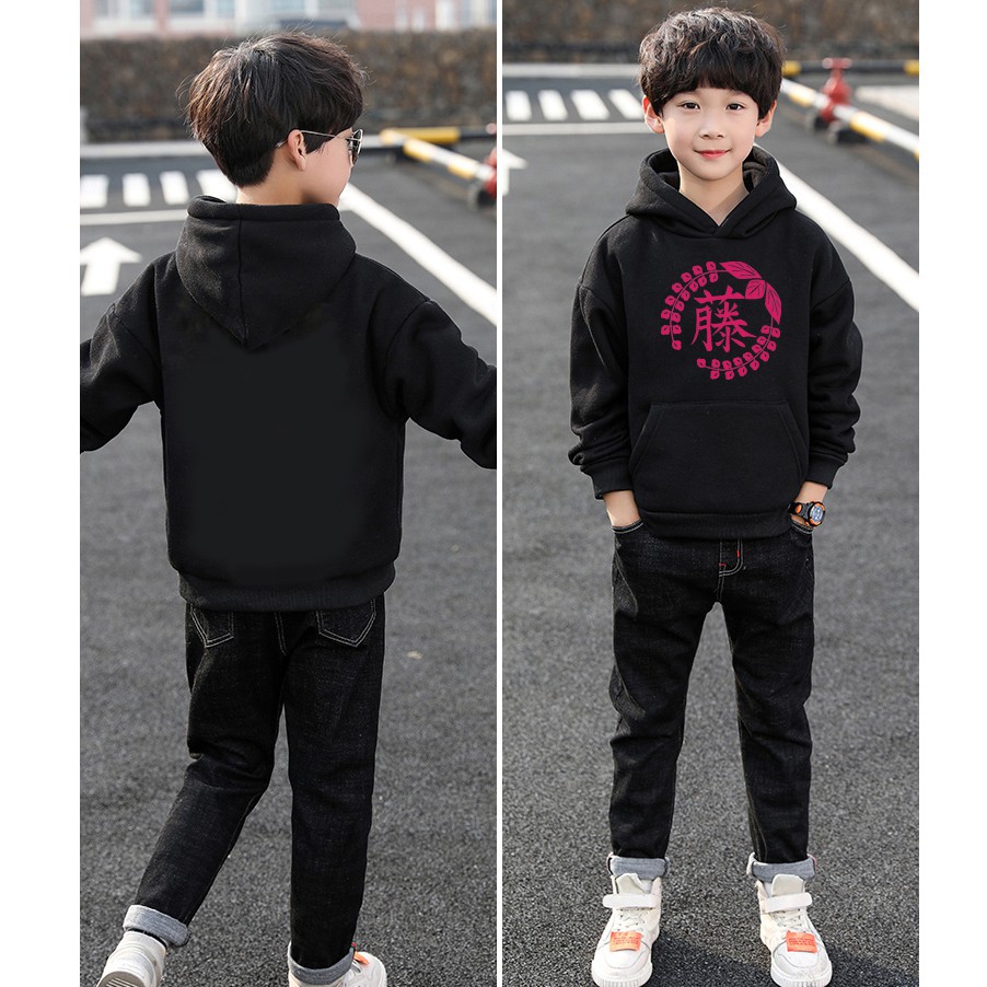 Áo Hoodie Trẻ Em WinBeen Hoa Tử Đằng Thanh Gươm Diệt Quỷ Form Rộng Vải Nỉ Dầy Ấm Phong Cách Manga