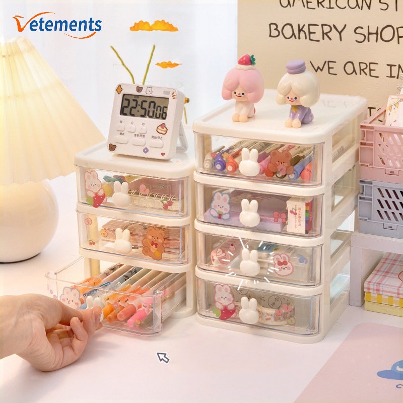 Hộp Ngăn Kéo 3 Tầng Trong Suốt Chất Liệu PP Chống Bụi Đựng Đồ Trang Sức Để Bàn Tiện Dụng