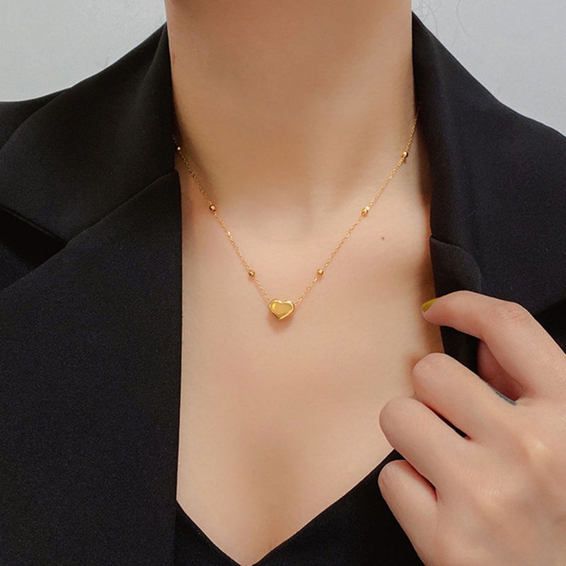 Vòng cổ titan nữ mặt trái tim xinh xắn dây chuyền vàng mạ 18k TITAN KHÔNG GỈ phong cách nhẹ nhàng nữ tính mẫu mới 2021