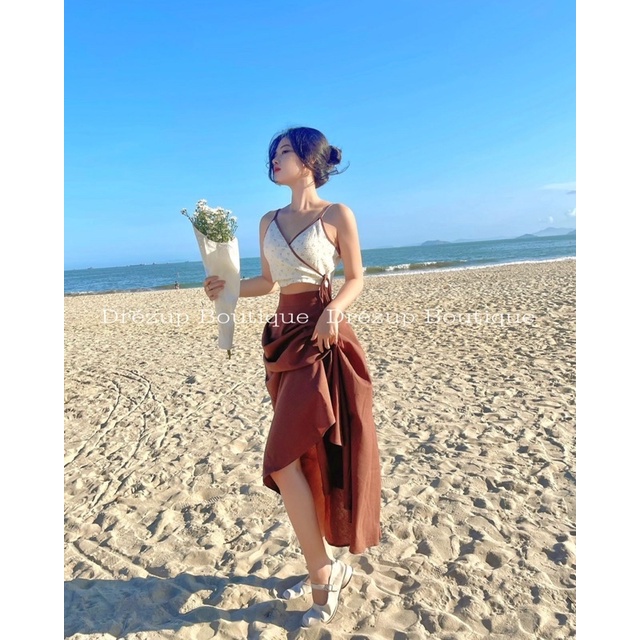 Set áo muslin Hạ Hi + chân váy linen