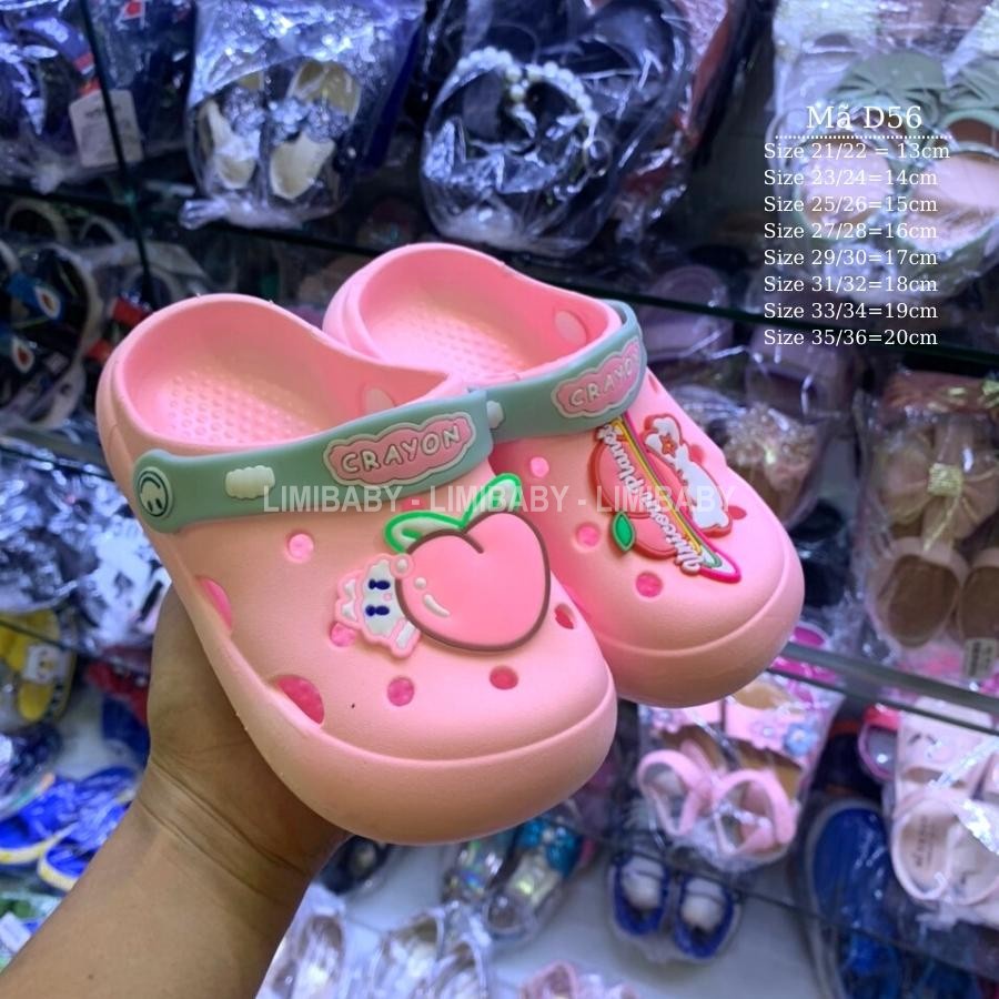 Dép cho bé gái nhẹ êm LIMIBABY sục cross nhựa dẻo có quai cho bé từ 1, 2, 3, 4, 5, 6, 7, 8 tuổi chống trơn trượt D56