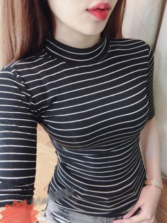 Áo thun gân croptop tay dài