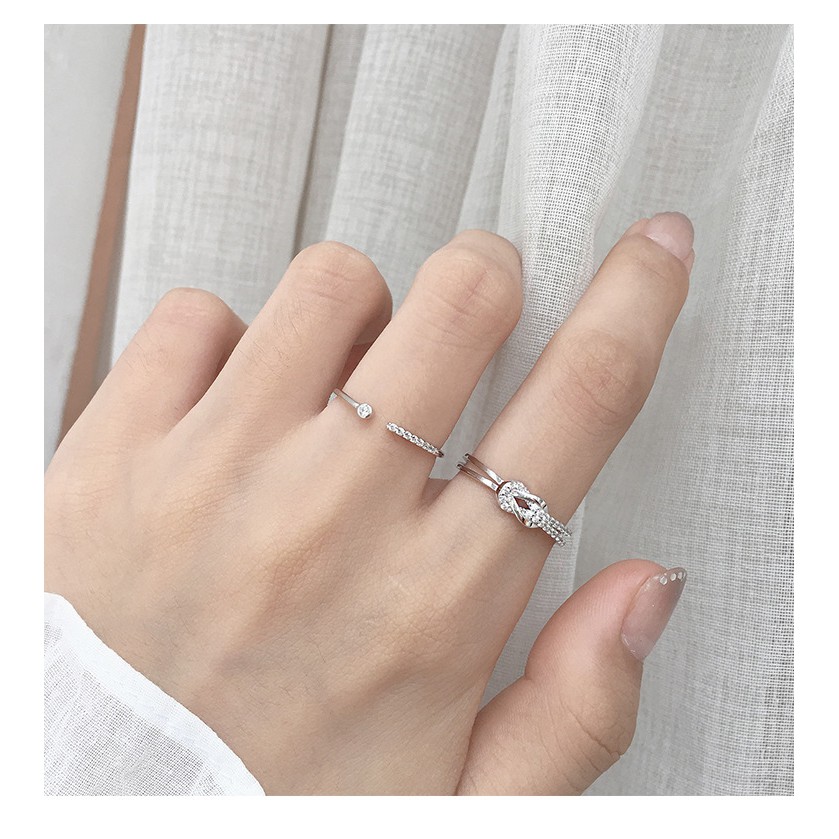 Nhẫn bạc 925 sterling bạc nữ pavé kim cương