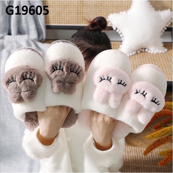 G19605- Dép lông mùa đông đi trong nhà đế chống trơn trượt hàng nhập
